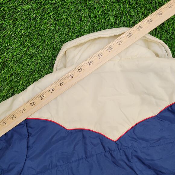 Vintage 90s Western MOD Jacket Womens Large 22x23 Blue Cream - Picture 5 of 13